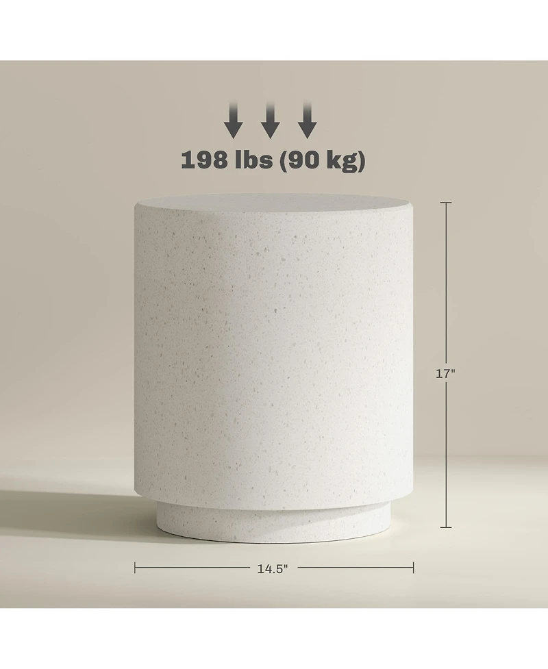 Homcom Accent Table with Concrete Finish, Round Side Table, Light