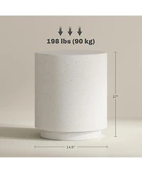 Homcom Accent Table with Concrete Finish, Round Side Table, Light