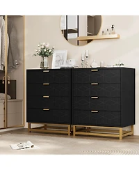 gaomon Dressers for Bedroom 4 Drawer, Chest of Drawers with Metal Base, Modern Dresser Chest Cabinet Organizer,Black