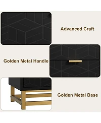 gaomon Dresser for Bedroom, 6 Drawer Dresser Organizer with Golden Metal Handle and Legs,Black