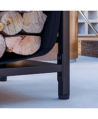 Outsunny Firewood Rack with Log Carrier, Indoor Outdoor Wood Storage Holder