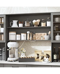 Famapy Grey Kitchen Cabinet with Glass Doors 12 Drawers, Pantry Storage Shelves