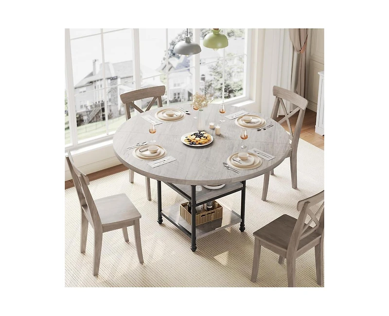 47-Inch Round Dining Table for 4: Featuring a 1.59-Inch Thick Top