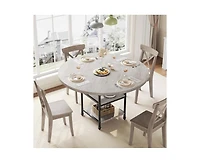 47-Inch Round Dining Table for 4: Featuring a 1.59-Inch Thick Top