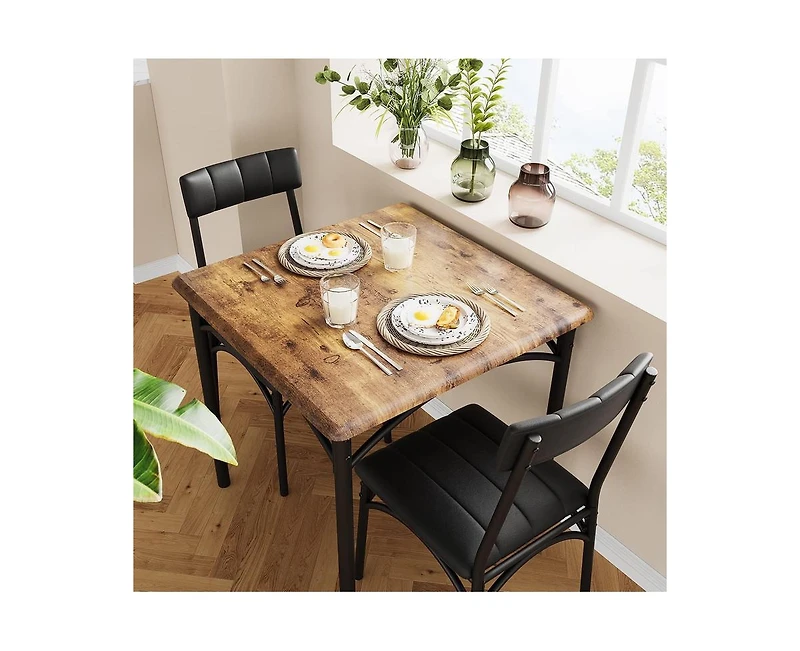 gaomon Dining Table Set for 2 with Cushion Chairs, 3 Piece Kitchen Table and Upholstered Chairs for Kitchen Apartment Dining Room Small Space, Rustic