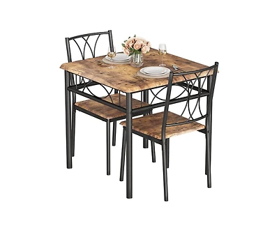 gaomon Kitchen Dining Room Table Set for 2 with Chairs, Dining Table with 2 Chairs, 3 Piece Dining Table Set, Rustic Brown