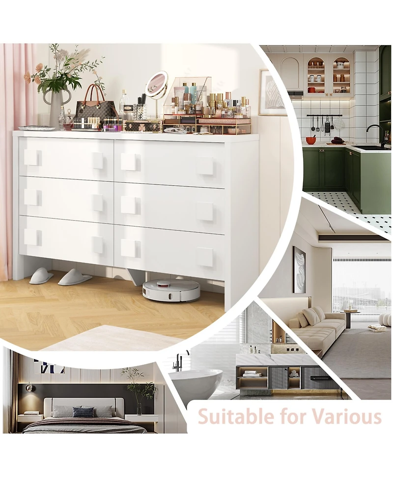 Homsee White Storage Dresser Organizer With 6 Drawers