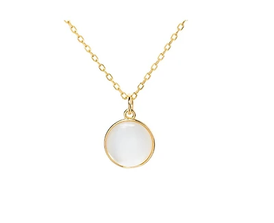 Mother of Pearl Moon Pendant Necklace in Sterling Silver