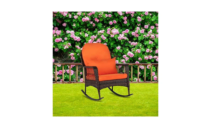 Slickblue Brown Gradient Latte Woven Single Rocking Chair - Stylish and Comfortable Design