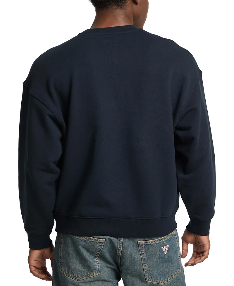 Guess Jeans Men's Relaxed Fit Vintage Long Sleeve Logo Graphic Sweatshirt
