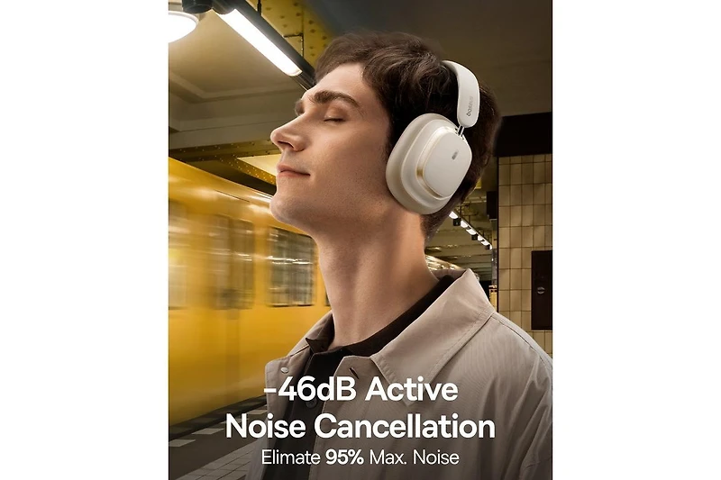 Baseus Wireless Headphones Noise Cancelling Over-Ear Bluetooth H1s, White