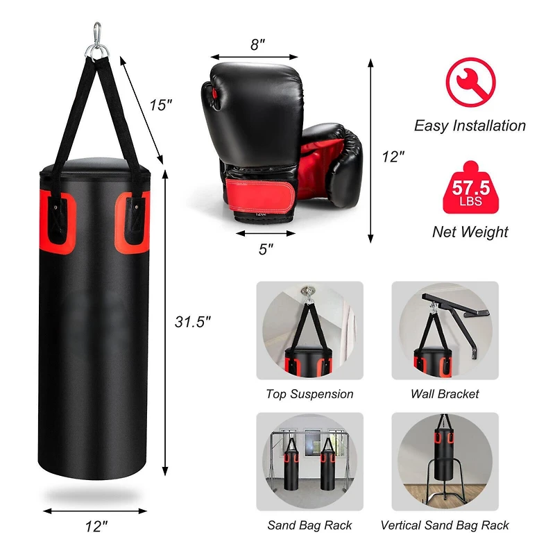 56 lbs Filled Punching Bag Set for Adults