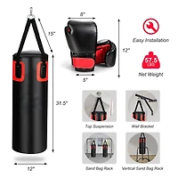 56 lbs Filled Punching Bag Set for Adults