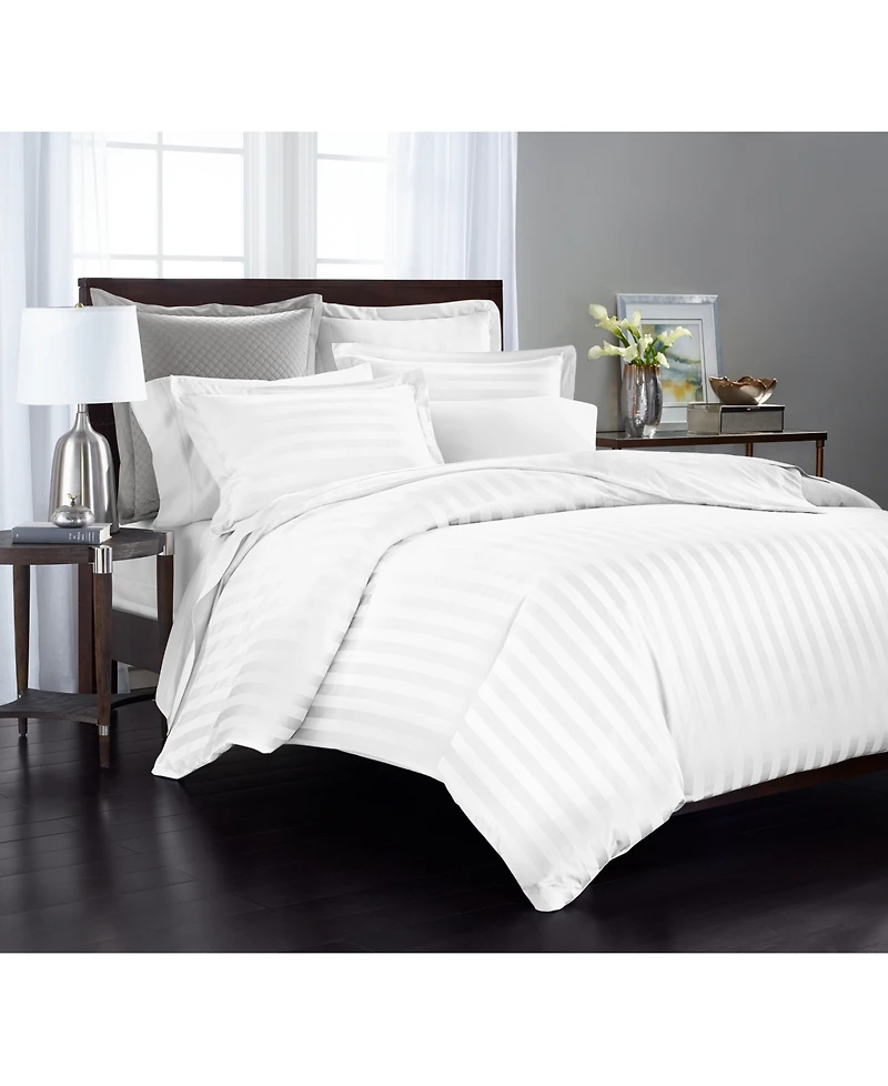 Charter Club 1.5" Stripe 550 Thread Count 100% Cotton 3-Pc. Duvet Cover Set, Full/Queen, Exclusively at Macy's