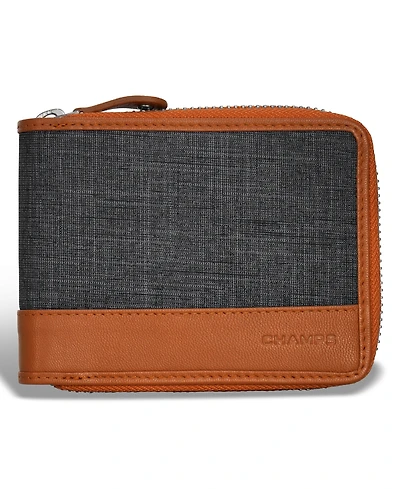 Champs Men's Denim Collection Leather Zip Around Wallet