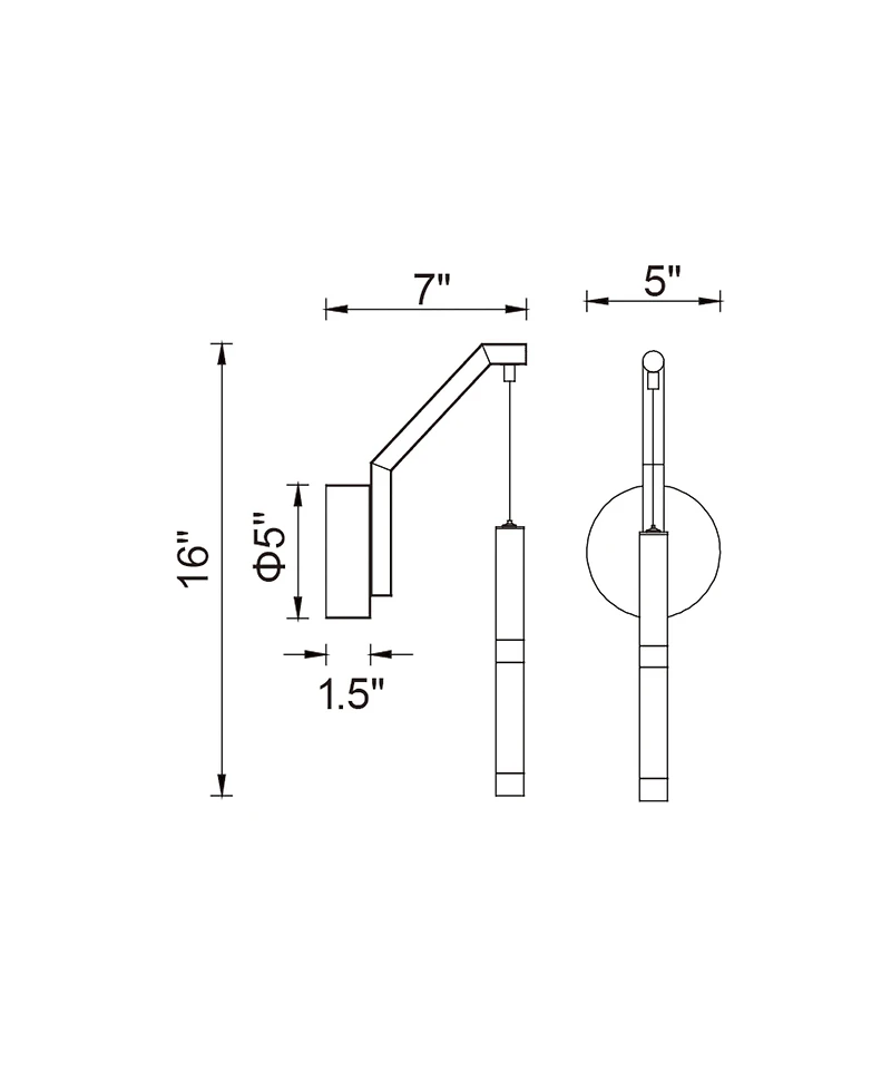 Cwi Lighting 16" Metal Flute 1 Light Led Wall Sconce