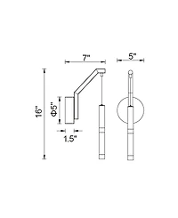 Cwi Lighting 16" Metal Flute 1 Light Led Wall Sconce