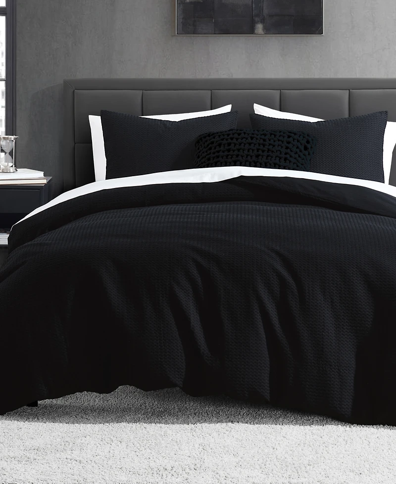 Dkny Modern Waffle 3 Piece Duvet Cover Set, King