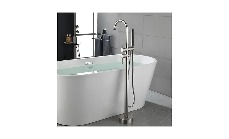 Slickblue Freestanding Bathtub Faucet - High Flow Tub Filler with Handheld Shower and Swivel Spout