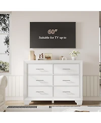 gaomon 6 Drawer Dresser for Bedroom, Wooden White Dresser, Modern Chest Dresser with Deep Drawers