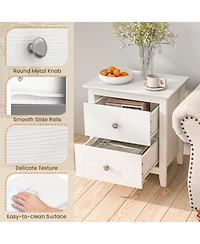 Gymax Modern Nightstand with Storage 2 Drawers & Support Legs for Bedroom White