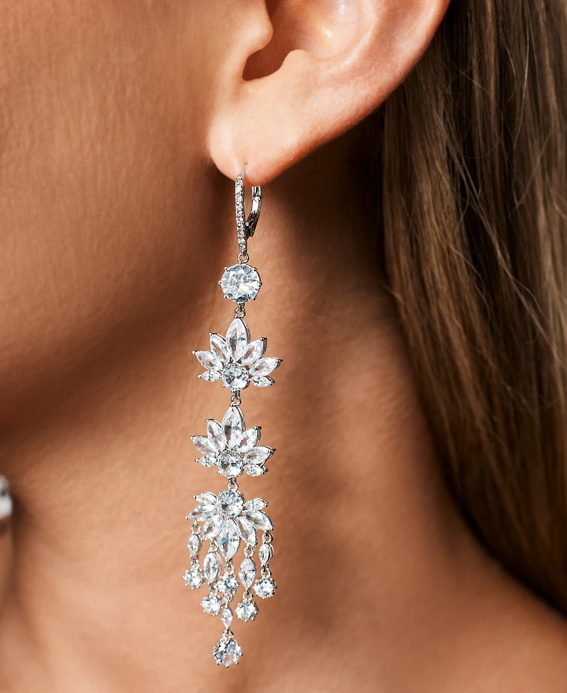Emily in Paris Silver-Tone Cubic Zirconia Chandelier Earrings