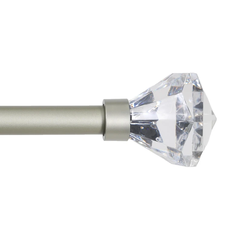 Kenney Nadia Premium Decorative Curtain Rod - Stylish 1 Inch Brushed Nickel with Elegant Diamond Finials