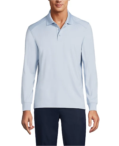 Lands' End School Uniform Men's Long Sleeve Rapid Dry Polo Shirt