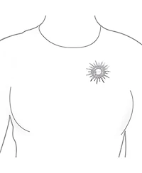 Bling Jewelry Summer Flaming Sunshine Micro Pave Cz Starburst Celestial Sunburst Sun Pin Brooch Brass