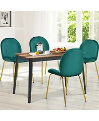 Gymax 4PCS Velvet Dining Chair Accent Leisure Armless Side Green