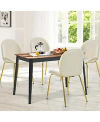 Gymax 4PCS Velvet Dining Chair Accent Leisure Armless Side Green