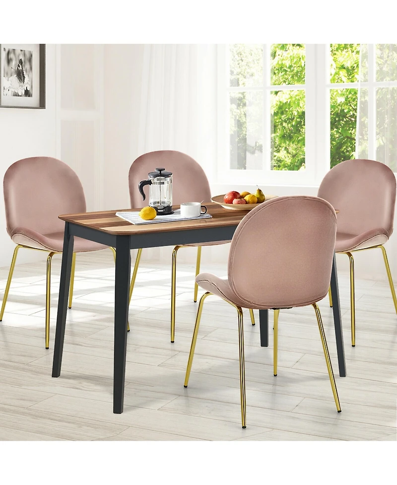 Gymax 4PCS Velvet Dining Chair Accent Leisure Armless Side Green