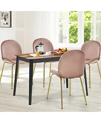 Gymax 4PCS Velvet Dining Chair Accent Leisure Armless Side Green