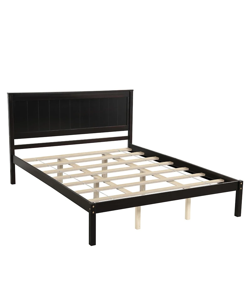 Slickblue Platform Bed Frame with Headboard - Wood Slat Support, No Box Spring Needed for Convenience