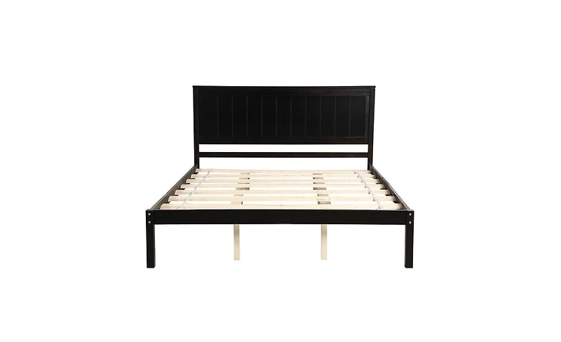 Slickblue Platform Bed Frame with Headboard - Wood Slat Support, No Box Spring Needed for Convenience