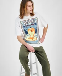 Hugo by Hugo Boss Men's Oversized Short Sleeve Crewneck Poster Graphic T-Shirt