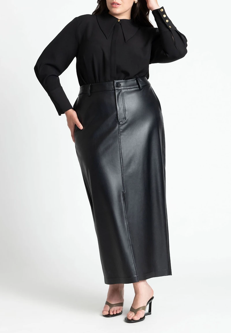 Eloquii Women's Plus Pointed Collar Button Up Shirt