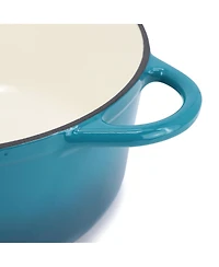 MegaChef 6.35 Quart Round Enameled Cast Iron Dutch Oven with Self Basting Lid
