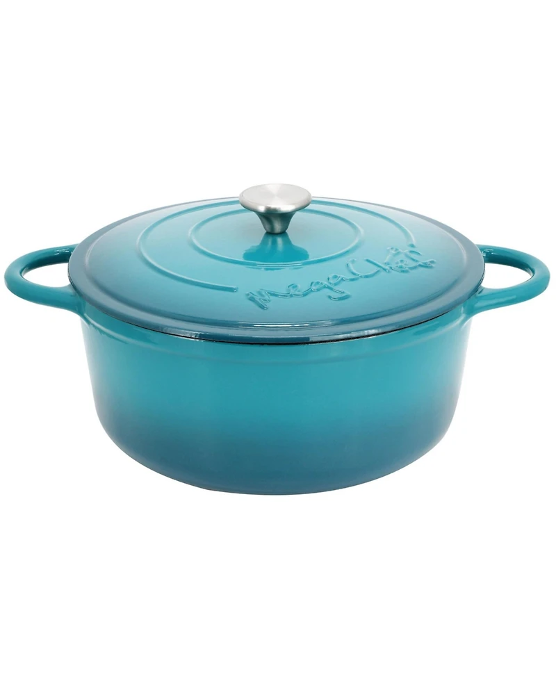 MegaChef 6.35 Quart Round Enameled Cast Iron Dutch Oven with Self Basting Lid