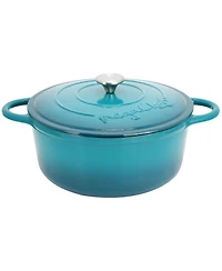 MegaChef 6.35 Quart Round Enameled Cast Iron Dutch Oven with Self Basting Lid