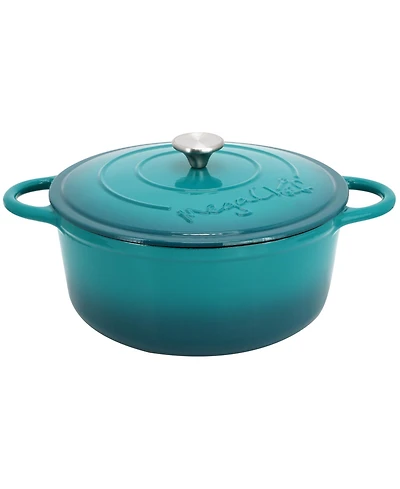 MegaChef 6.35 Quart Round Enameled Cast Iron Dutch Oven with Self Basting Lid