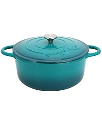 MegaChef 6.35 Quart Round Enameled Cast Iron Dutch Oven with Self Basting Lid