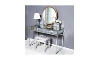 Slickblue Modern Mirrored Glass Table with One Drawer – Stylish Storage Solution