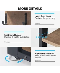 Tribesigns Coat Rack Set and Industrial Shoe Bench, 3 Storage Cubbies, 7 Hooks for Entryway, Hallway, 5-in-1Design