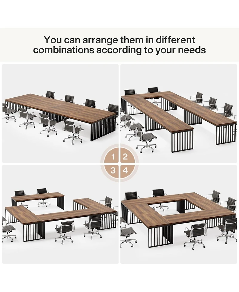 Tribesigns 6.56 ft Conference Table for 6-8 People,Industrial Long Business Table, Large Rectangle Meeting Seminar Table