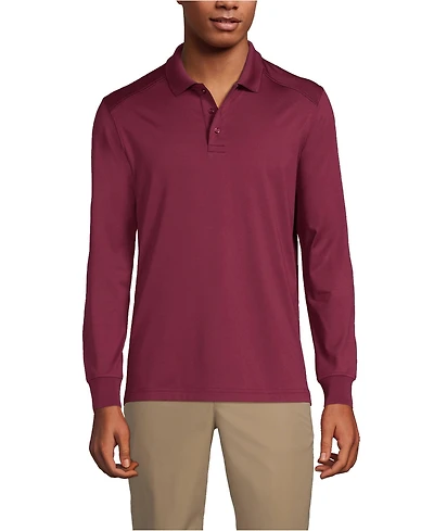Lands' End School Uniform Men's Long Sleeve Rapid Dry Polo Shirt