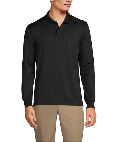 Lands' End School Uniform Men's Long Sleeve Rapid Dry Polo Shirt
