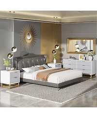 gaomon Grey Dresser for Bedroom, 6 Drawer Dresser with Metal Legs, Wood Dresser Chest Organizer with Wide Storage