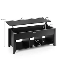 Gymax Lift Top Coffee Table w/ Storage Compartment Shelf Living Room Furniture Black