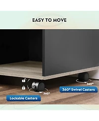 3-Drawer Wood File Cabinet, Mobile Lateral Filing Cabinet, Printer Stand with Open Storage Shelves for Home Office